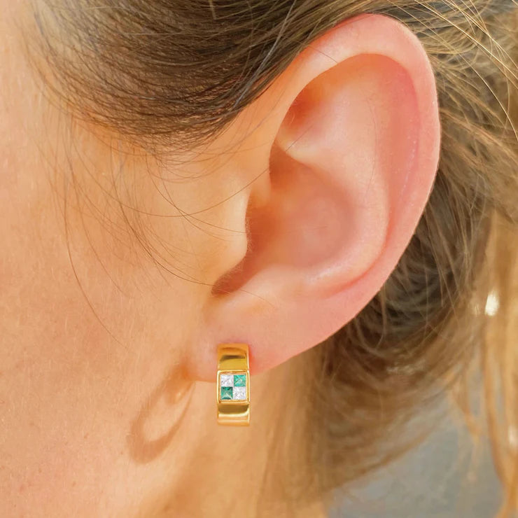 DIAMOND EARTH SIGN CHECKER BABY HOOPS