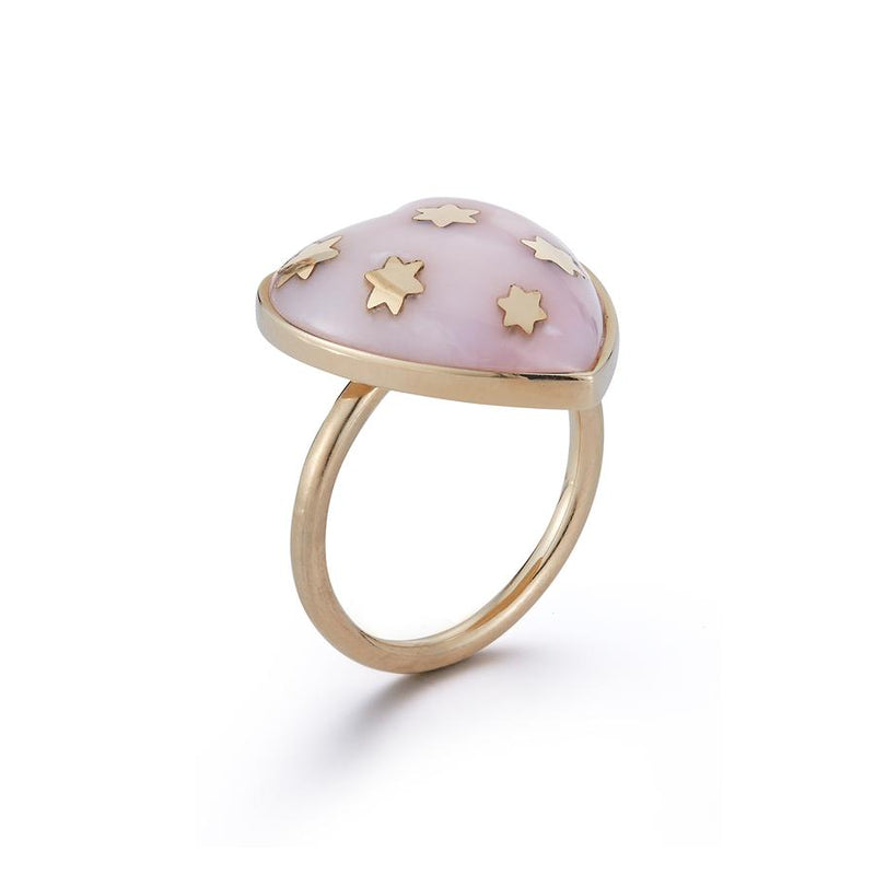 14K Gold Pink Opal Anna Heart Ring