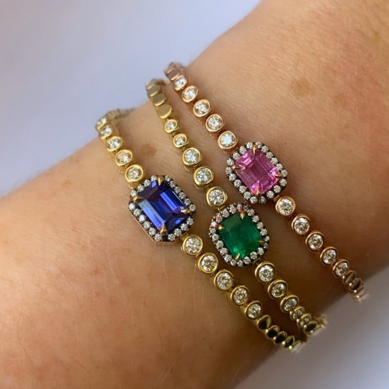 Prive Pink Sapphire and Diamond Tennis Bracelet