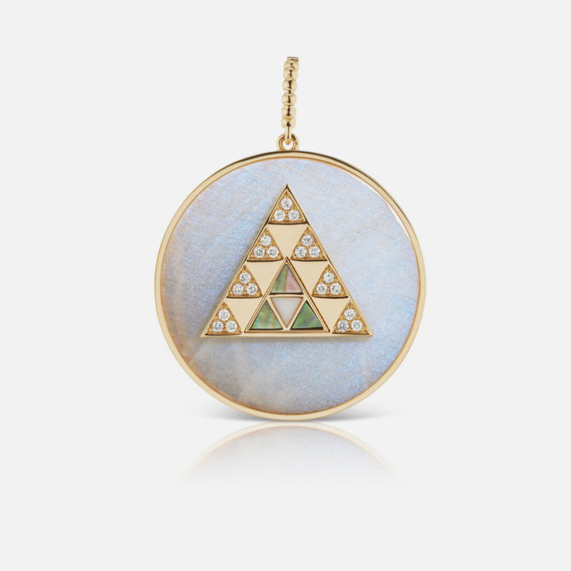 PYRAMID STONE MEDALLION - MOTHER OF PEARL