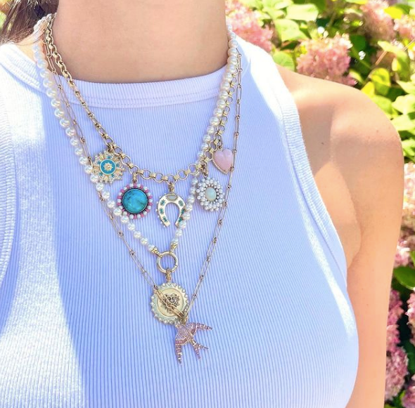 14K Gold & Pink Sapphire Evelyn Bird Charm