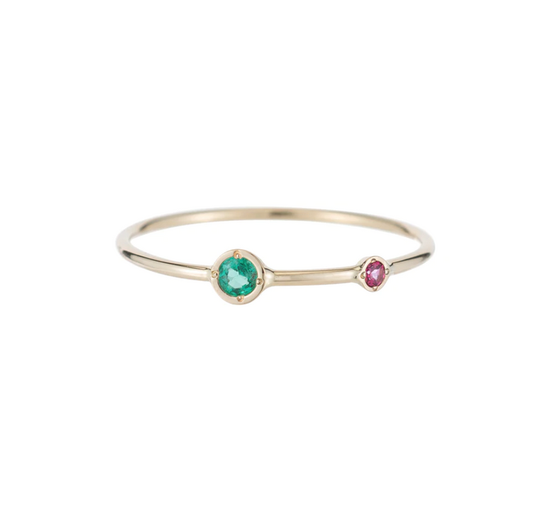 DOUBLE BIRTHSTONE STACKING RING