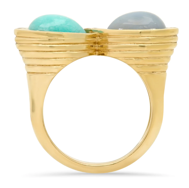 LAVENDER OPAL AND AMAZONITE INFINITY RING