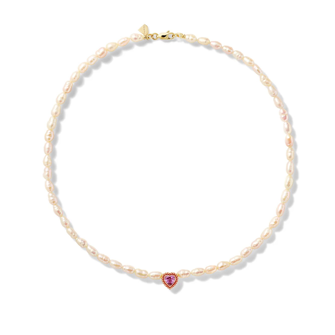 STREAMER HEART PEARL NECKLACE