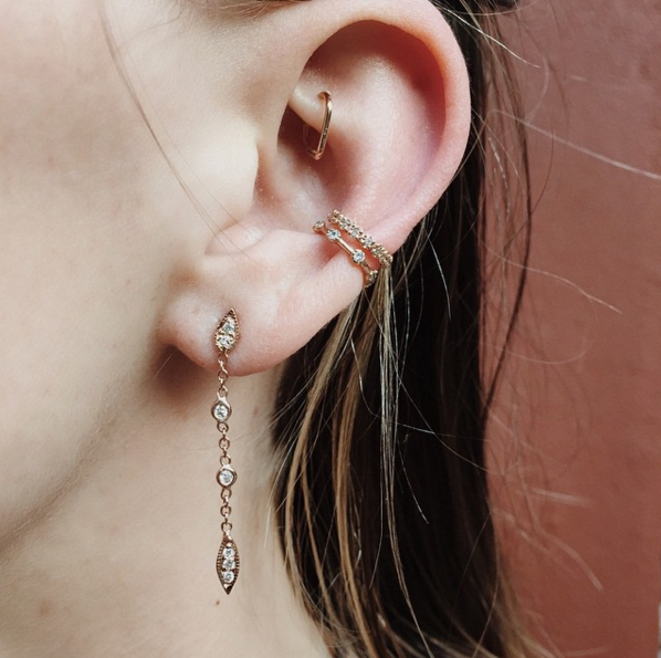 2 Diamond Tinkerbell Chain Stud