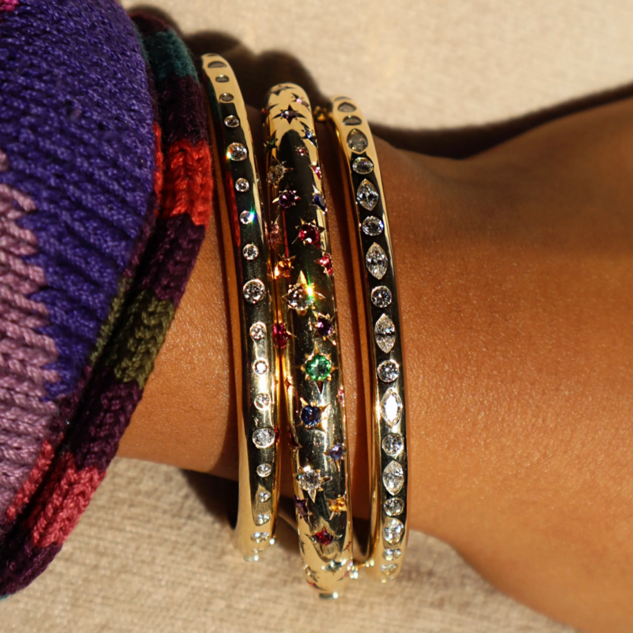 MARQUISE & ROUND SKINNY NOMAD BANGLE