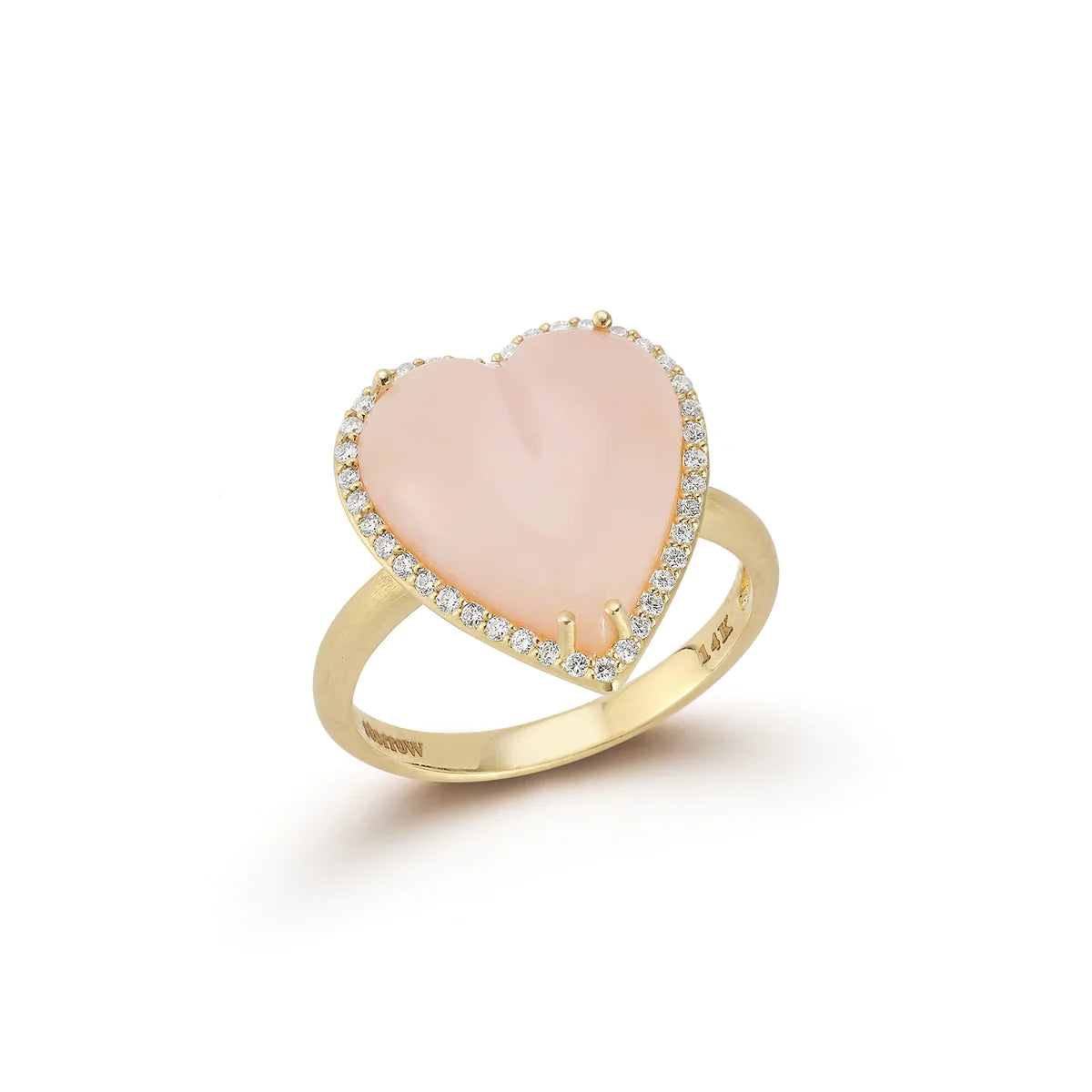 14K GOLD DIAMOND & PINK OPAL ALANA LARGE HEART RING