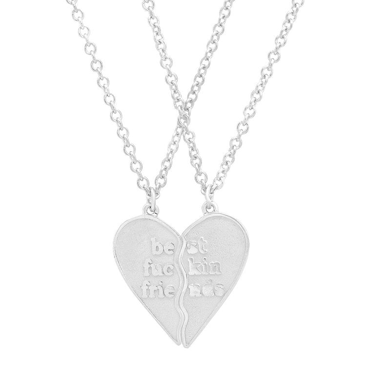 Mini Best Fuckin Friends (2 Piece) Heart Necklaces