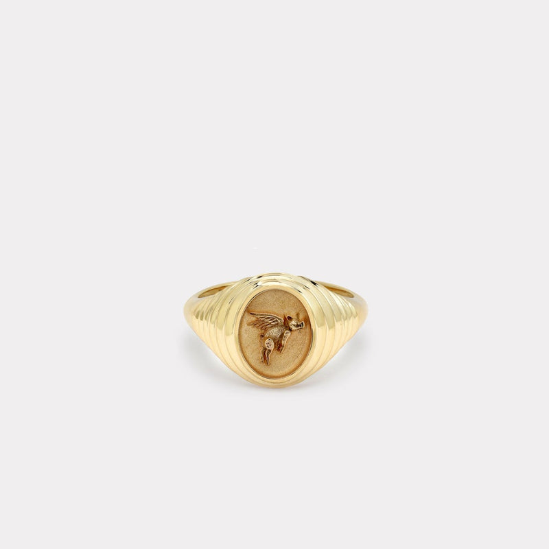 TIERED FANTASY SIGNET - 14K YELLOW GOLD