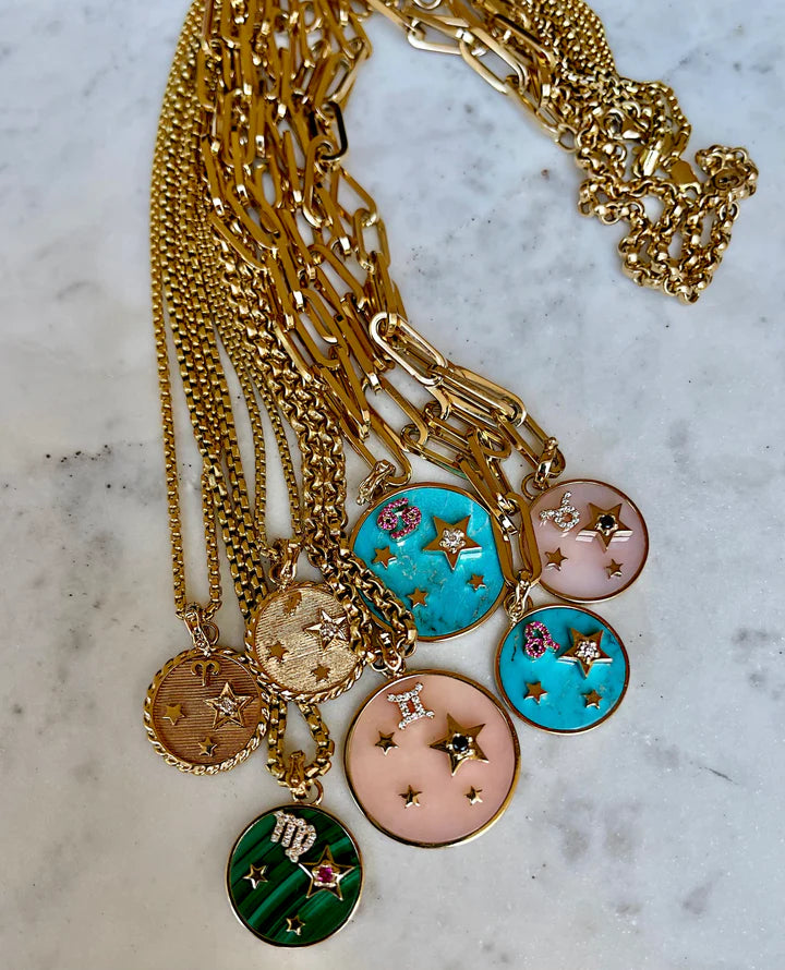 LARGE GEMSTONE ZODIAC CHARM