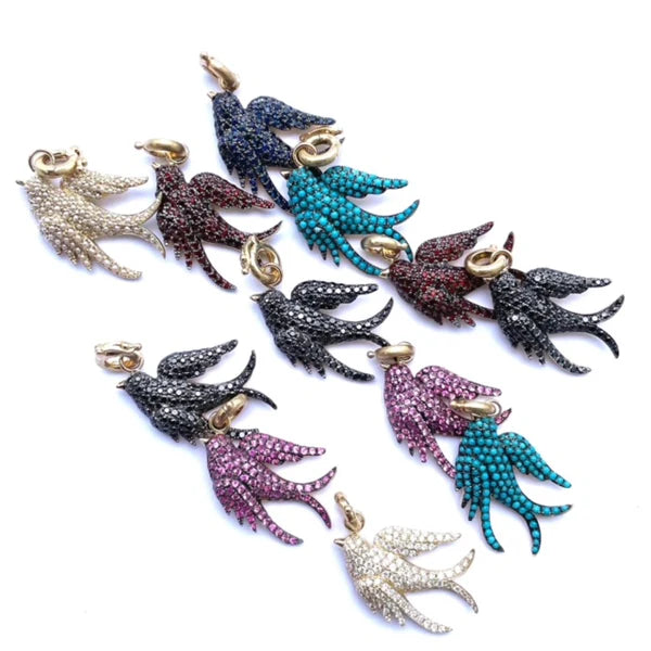 14K Gold & Turquoise Birdie Charm