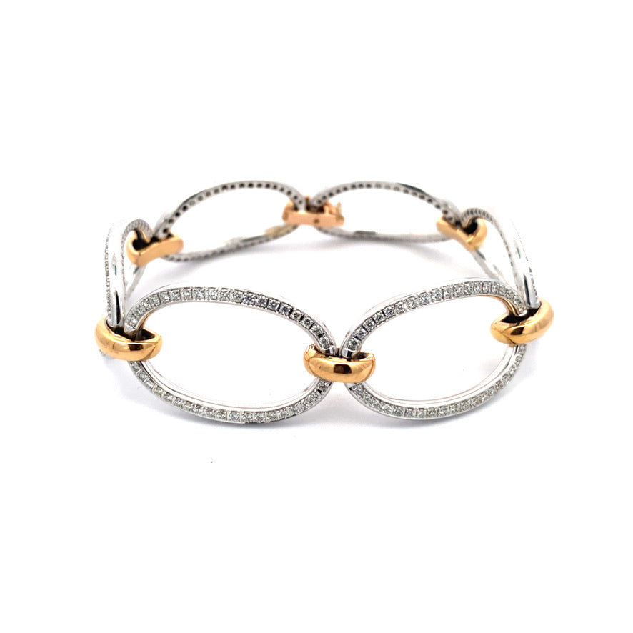 Vintage White Gold and Rose Gold Oval Link Bracelet