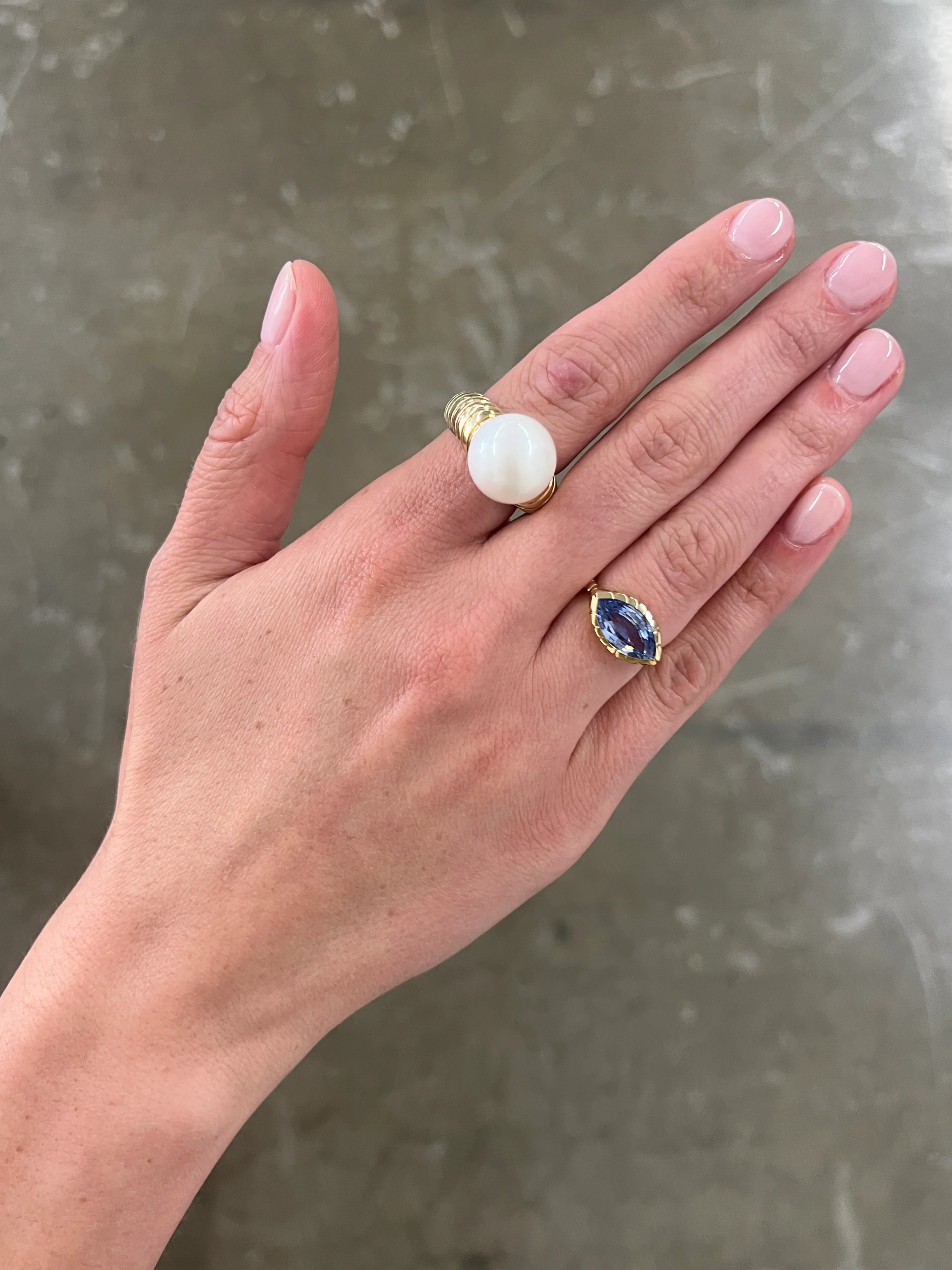 3.13ct Marquise Blue Sapphire Heirloom Bezel Ring