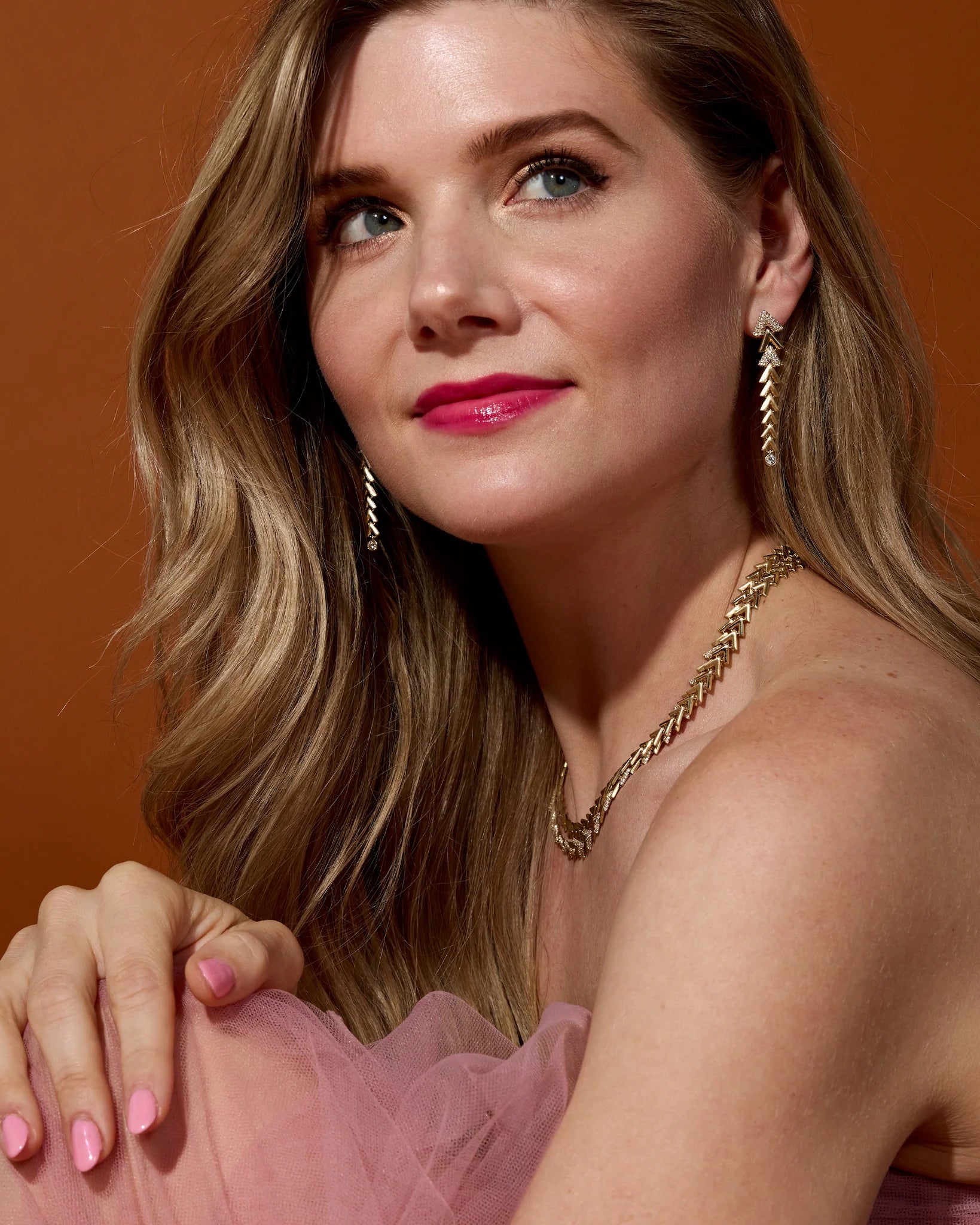 Spark Chevron Link Necklace - Gold