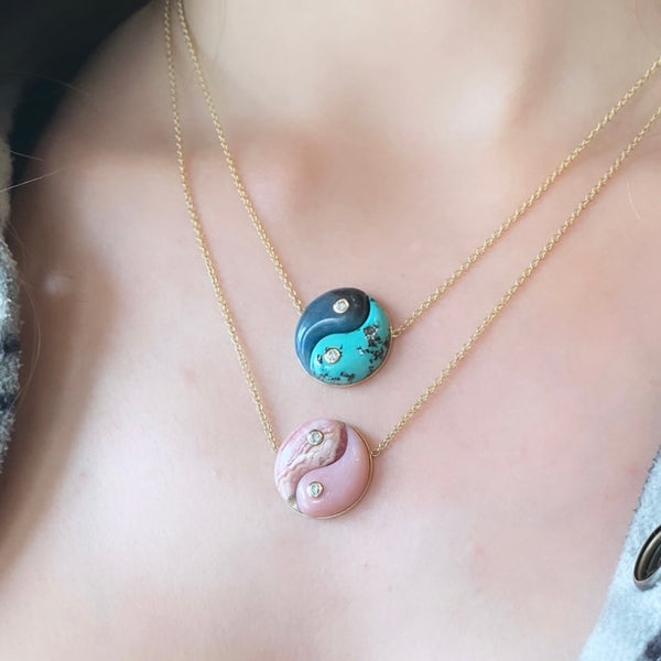 YIN YANG NECKLACE - TURQUOISE & TROLLEITE