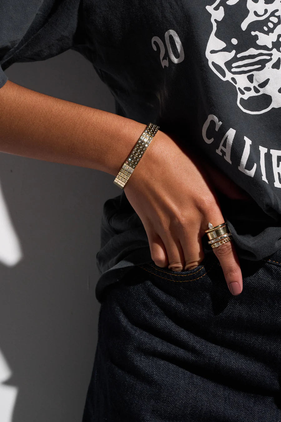 Type Stack Yellow Gold Ring