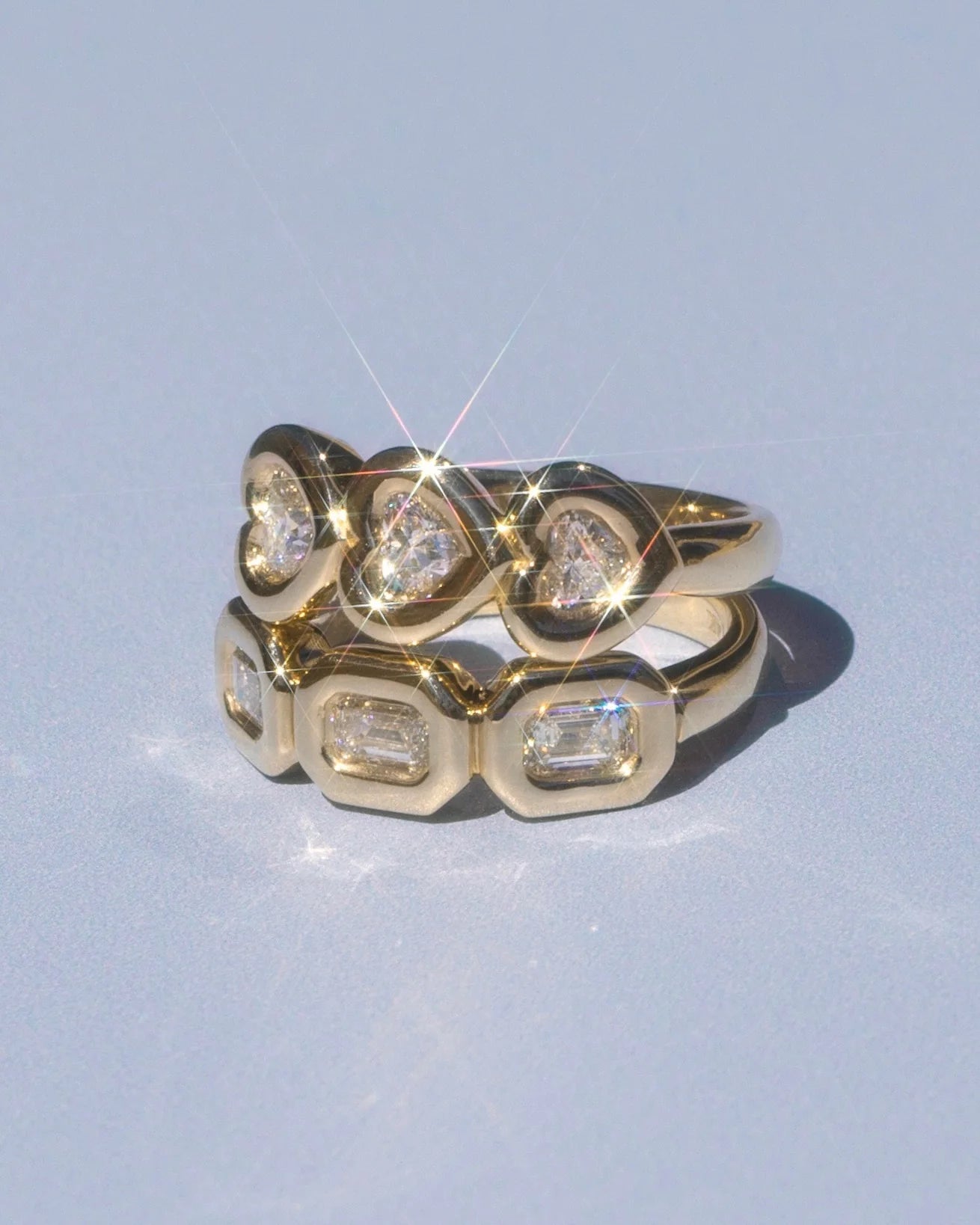 Puffy Trio Emerald Ring