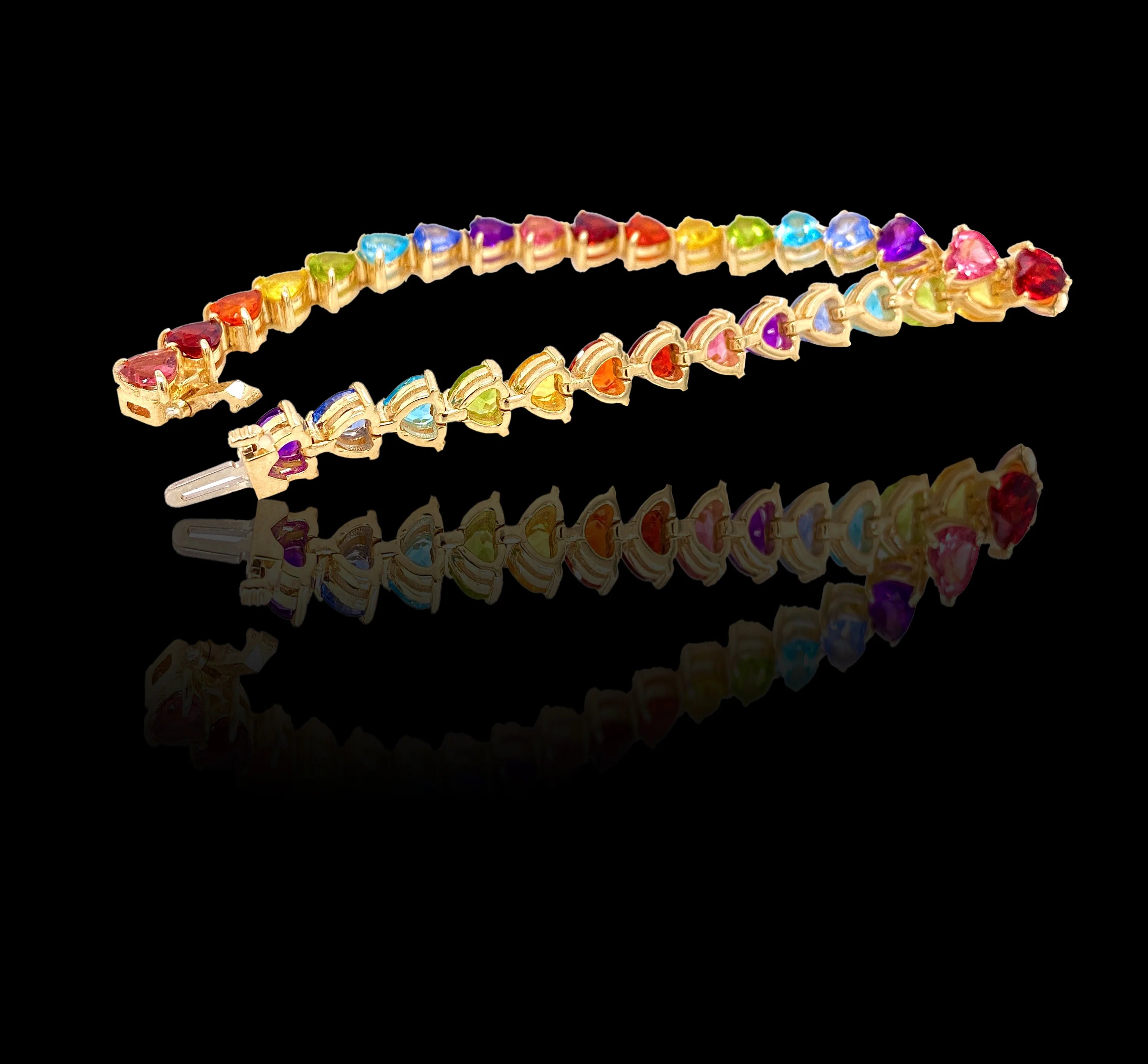 RAINBOW HEARTS TENNIS BRACELET