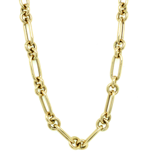 ELONGATED LINK WITH 2 CIRCLES CHAIN NECKLACE