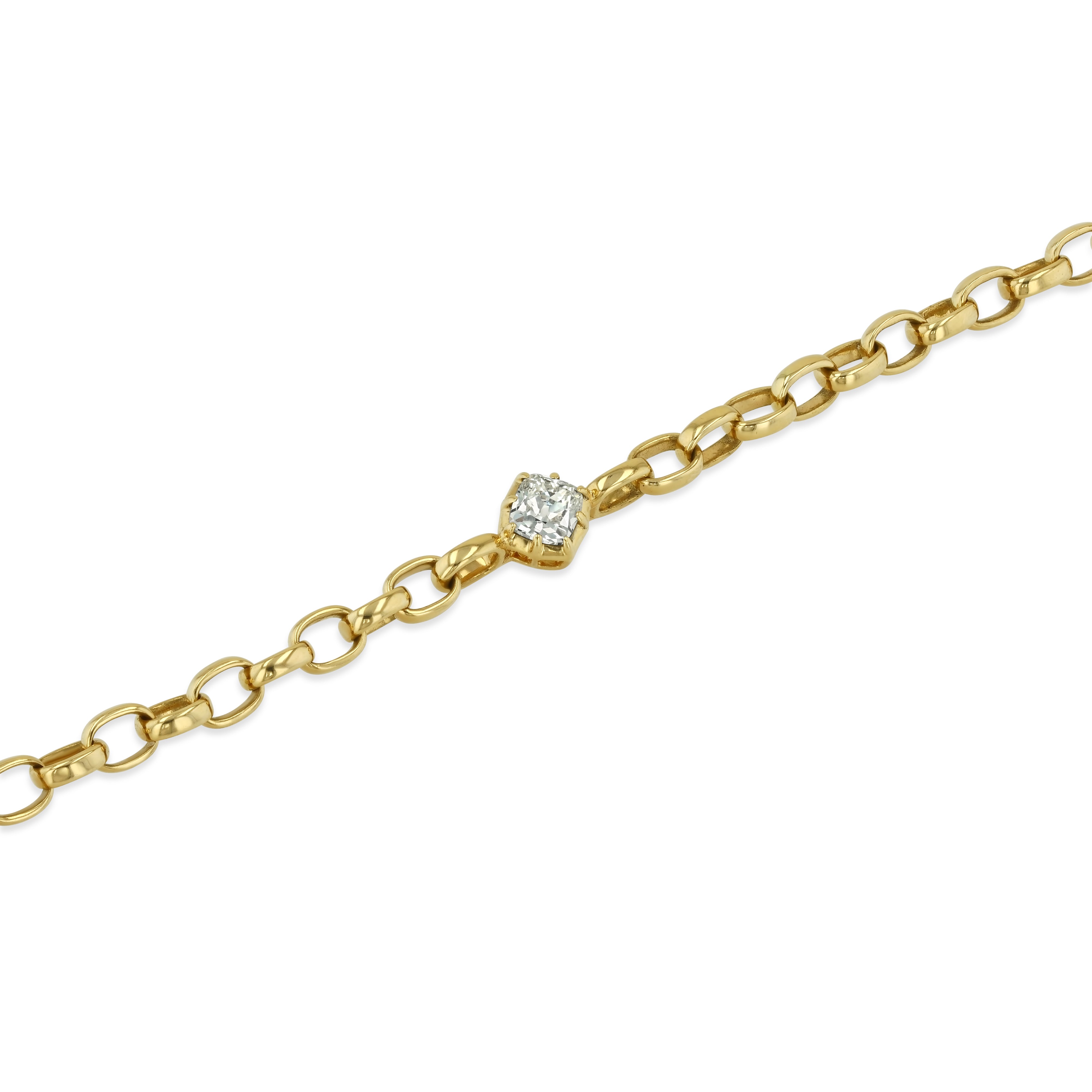 Rolo Chain + Tilted Diamond Bracelet