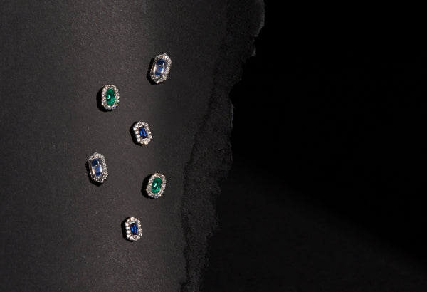Hexagon Sapphire and Diamond earrings