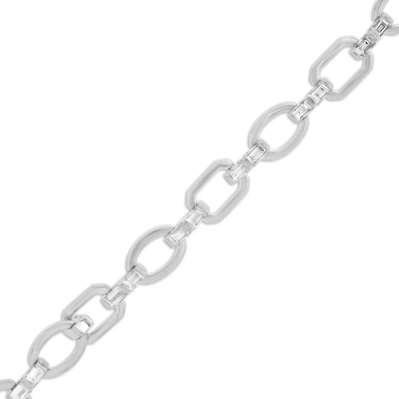 Diamond Baguette Flat Link Bracelet