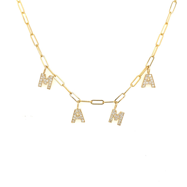 MAMA Mini Diamond Letters on Paperclip Chain