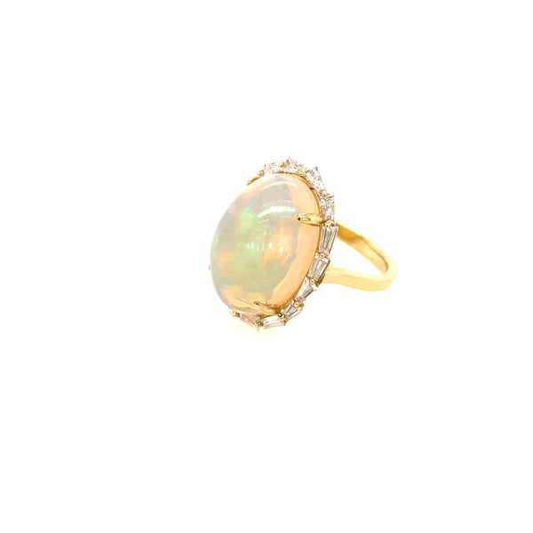 Opal Cabochon Halo Ring