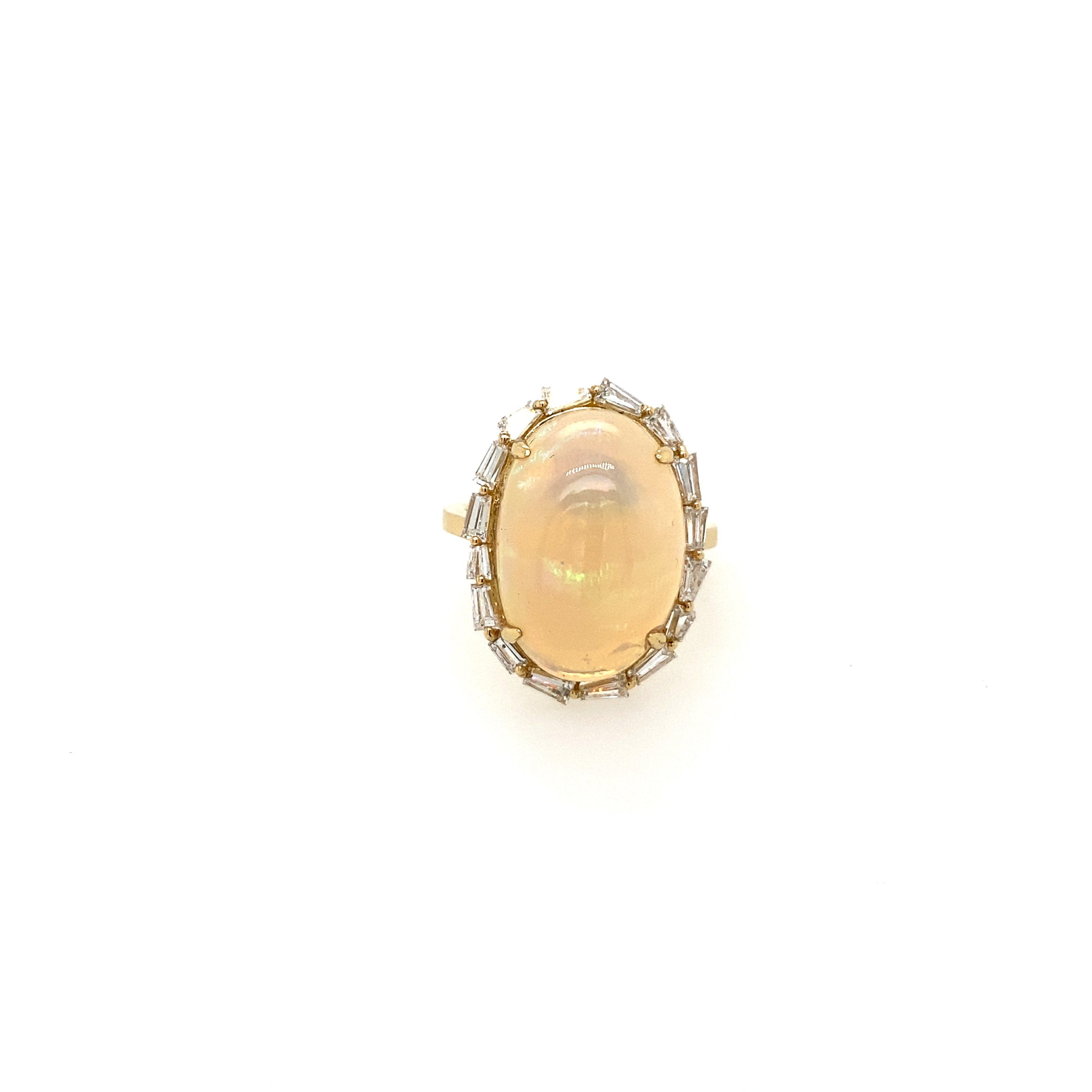 Opal Cabochon Halo Ring