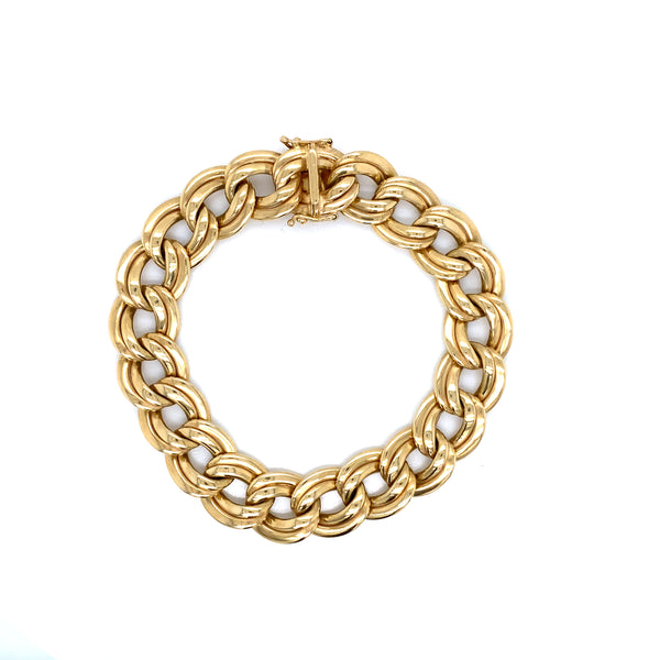 14k yellow gold double link chain bracelet