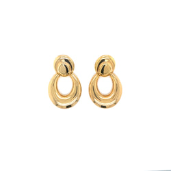 14k yellow gold double oval door knocker earrings