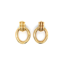 14k yellow gold oval door knocker earrings