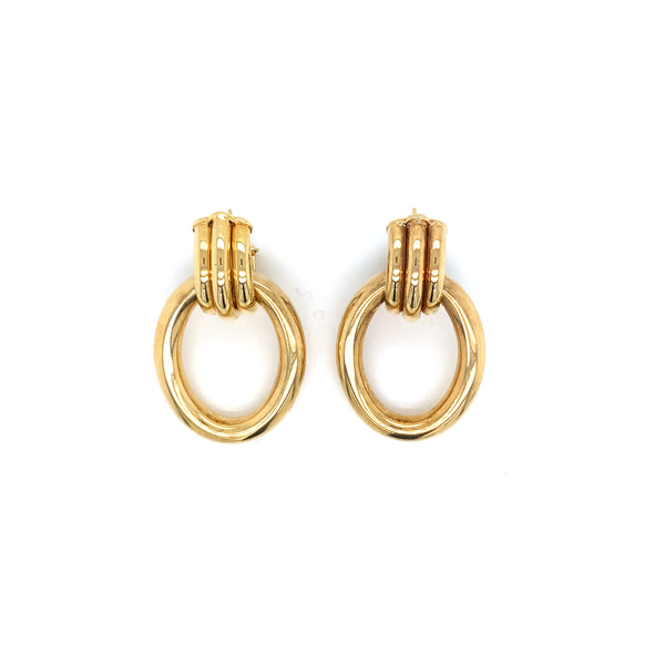 14k yellow gold oval door knocker earrings