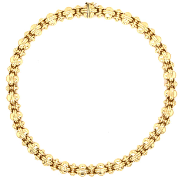 14k yellow gold fancy oval link collar necklace