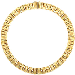 14k yellow gold fancy link brick collar necklace