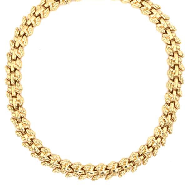 14k yellow gold fancy link collar necklace