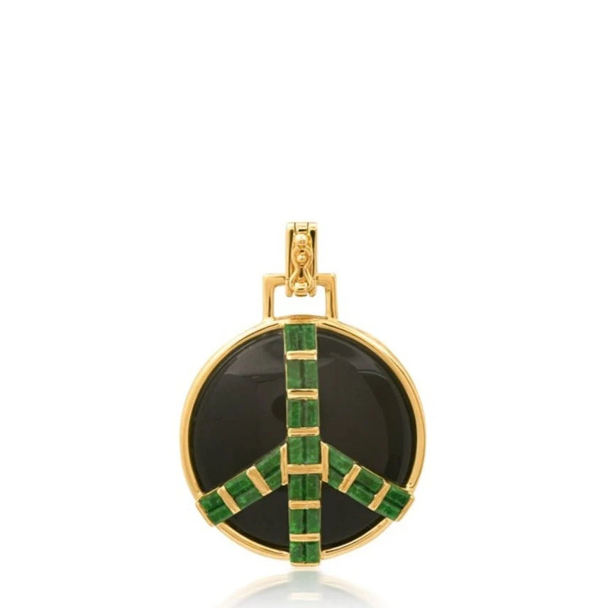 Midsize Peace Pendant in Black Onyx and Green Maw Sit Sit