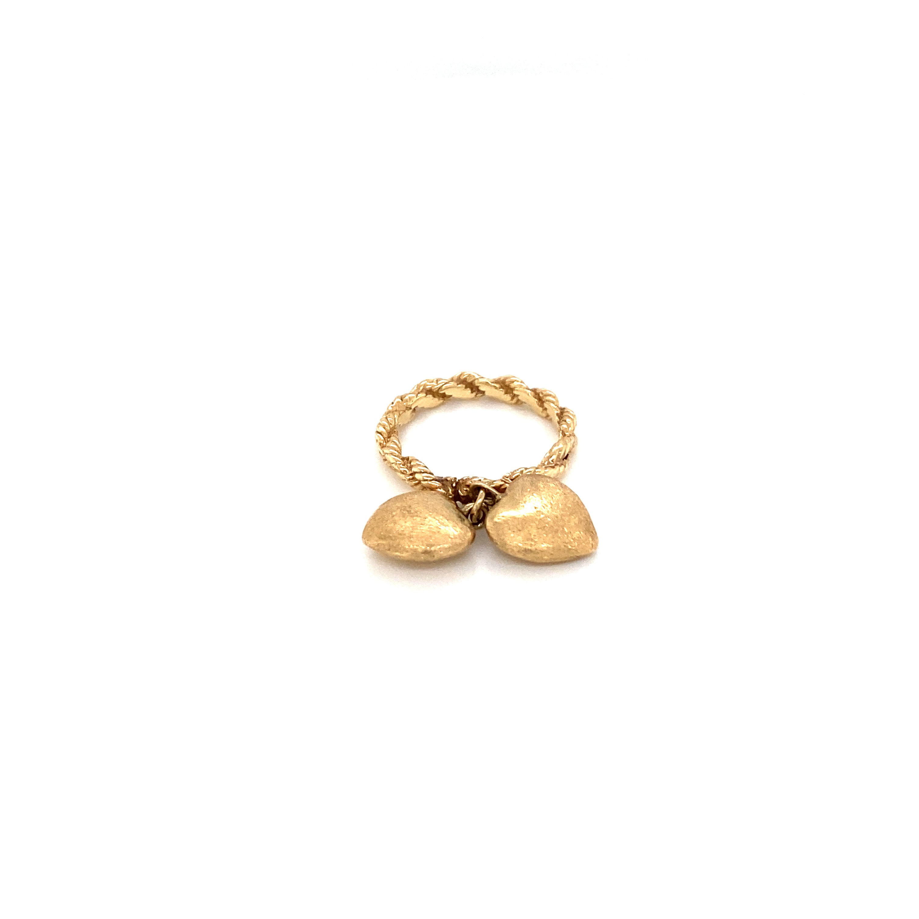 14k yellow gold twin heart ring