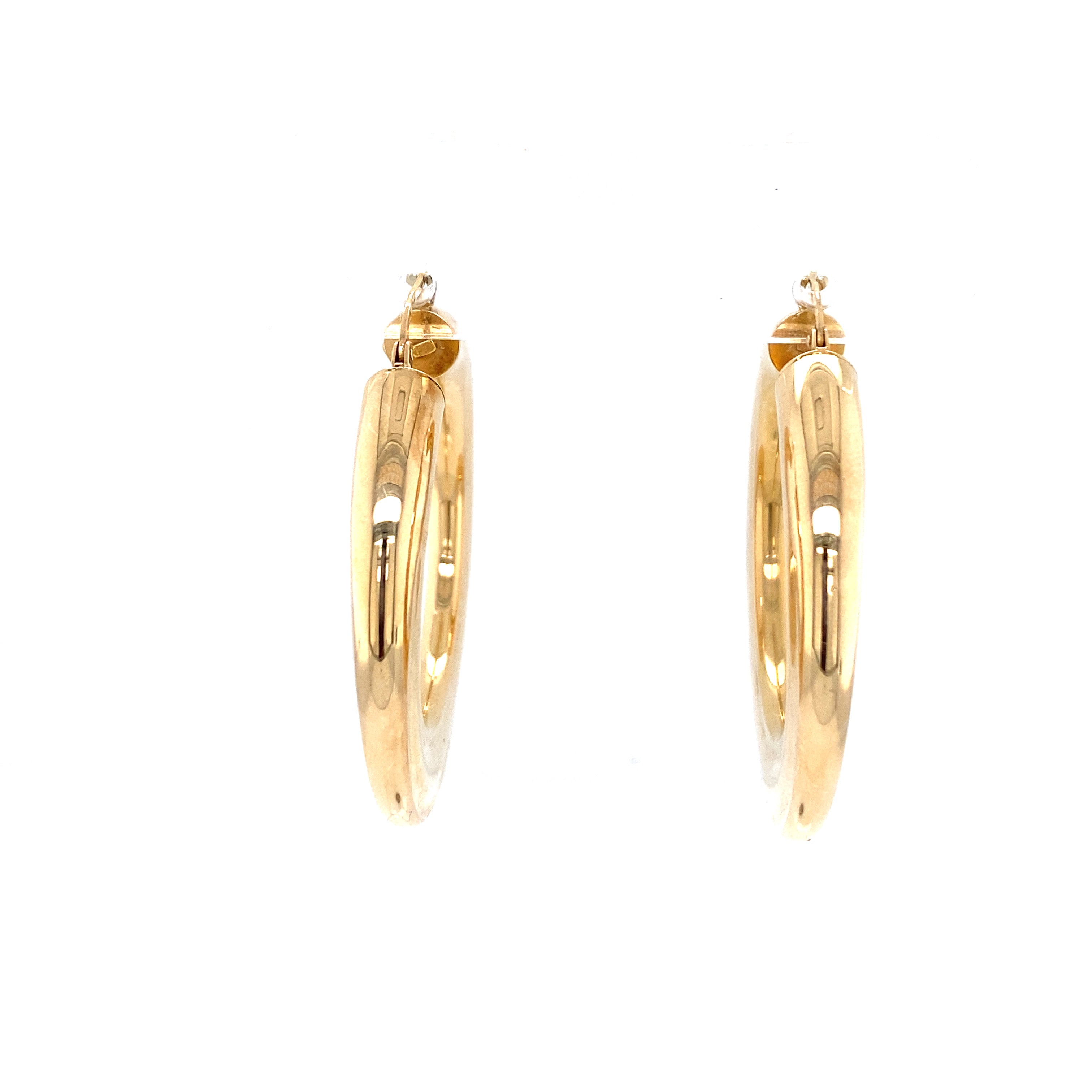 Vintage yellow gold flat hoops