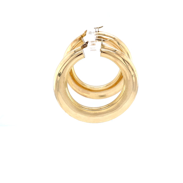 Vintage yellow gold flat hoops