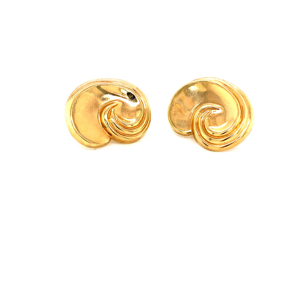 Yellow gold swirl earring