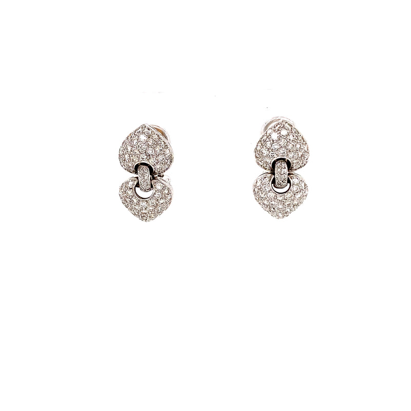 Vintage White gold and diamond interlocking earrings