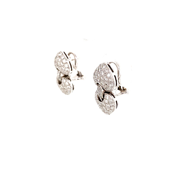 Vintage White gold and diamond interlocking earrings