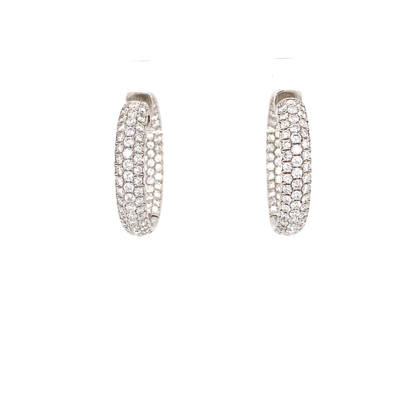 White gold diamond hoop earrings