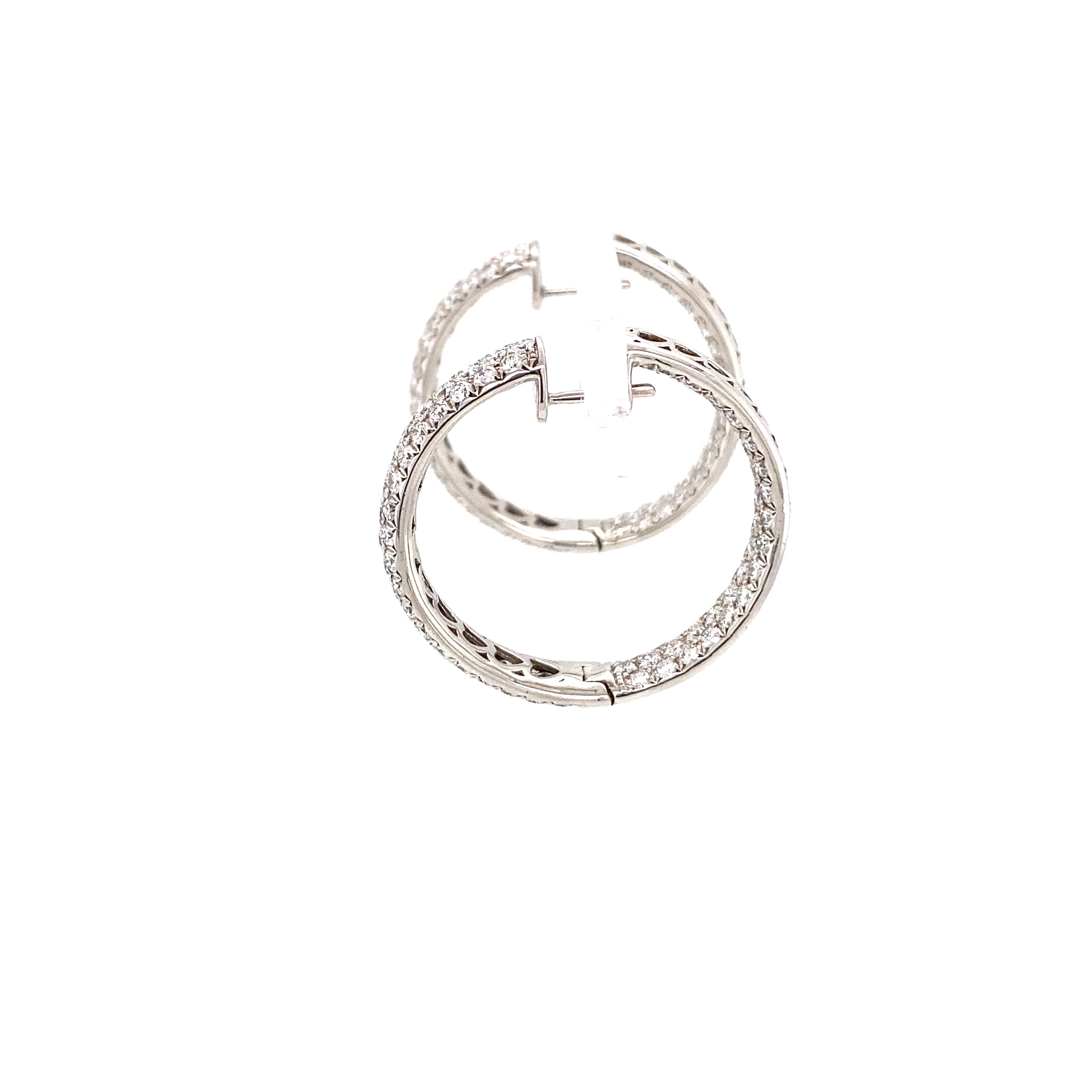 White gold diamond hoop earrings