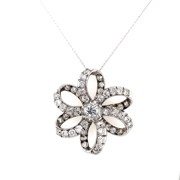Vintage Diamond Flower Victorian Pendant