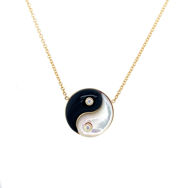 Onyx / White Mother of Pearl Yin Yang Necklace