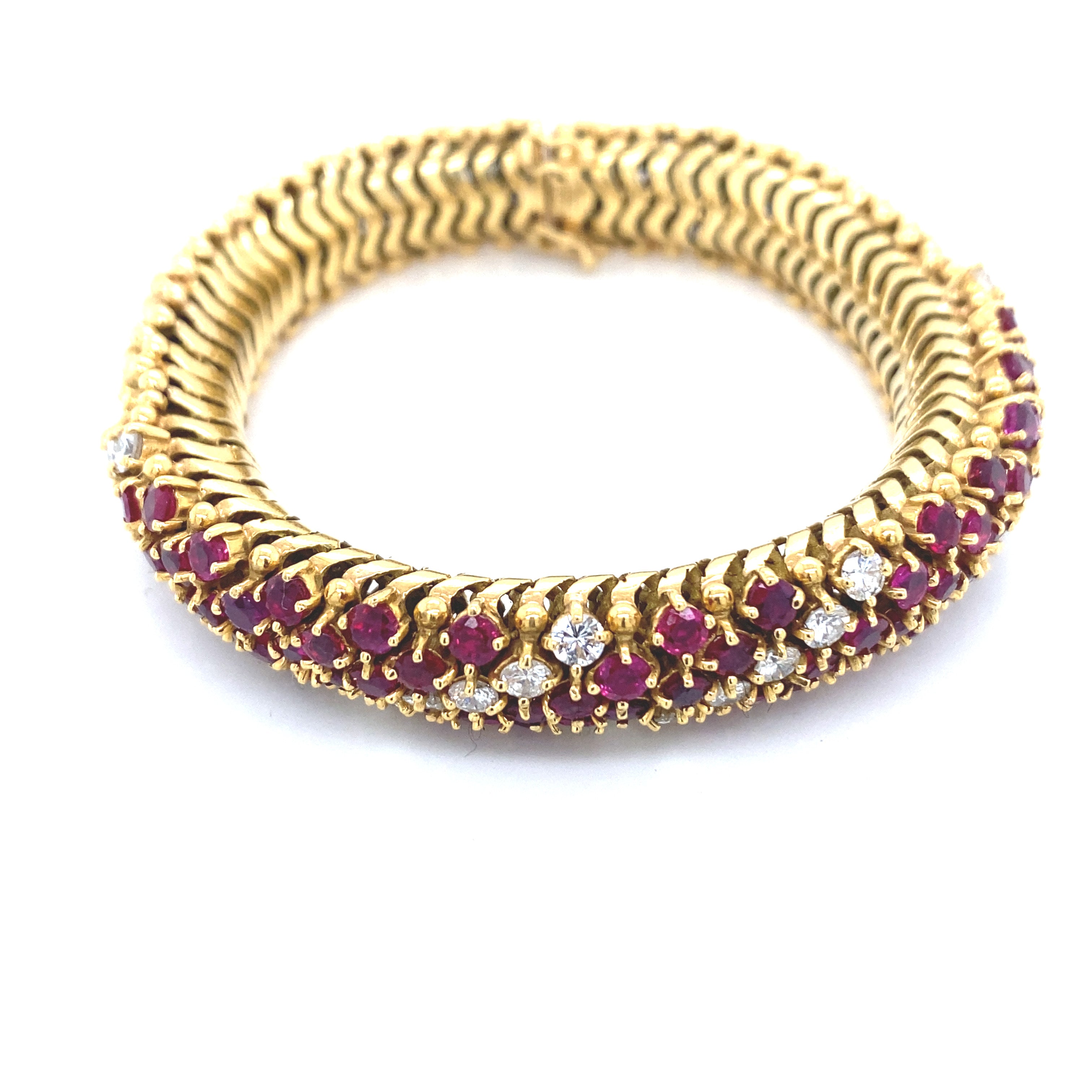 Vintage Ruby and Diamond Italian Bracelet