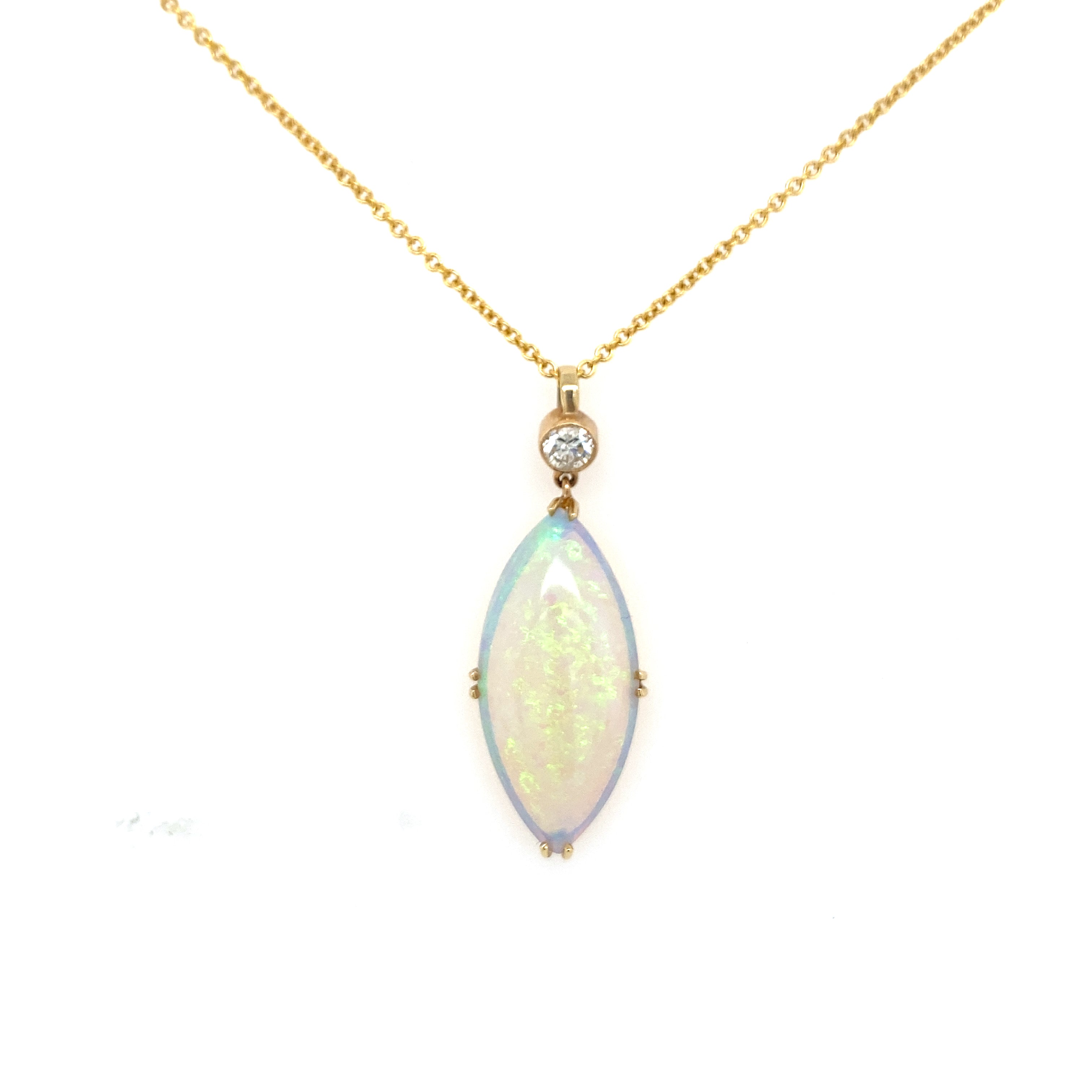 Vintage Australian Opal & Diamond Pendant