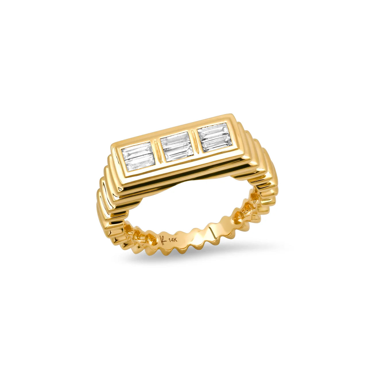 Fluted Colorblock Ring in Diamond